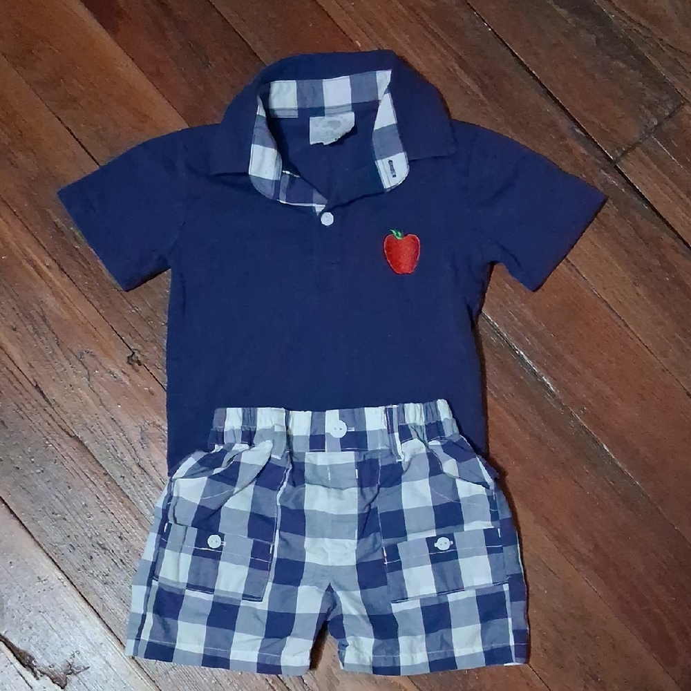 Smocked By Laya & Linc Boys Navy Polo with Shorts